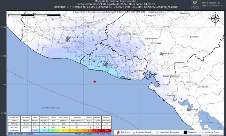 Sismo se registra en El Salvador