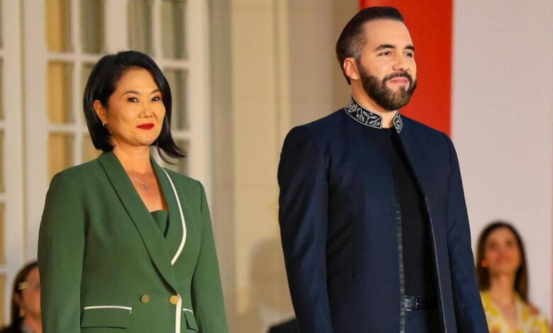 El presidente Bukele recibe a Fujimori en Casa Presidencial para reunión privada